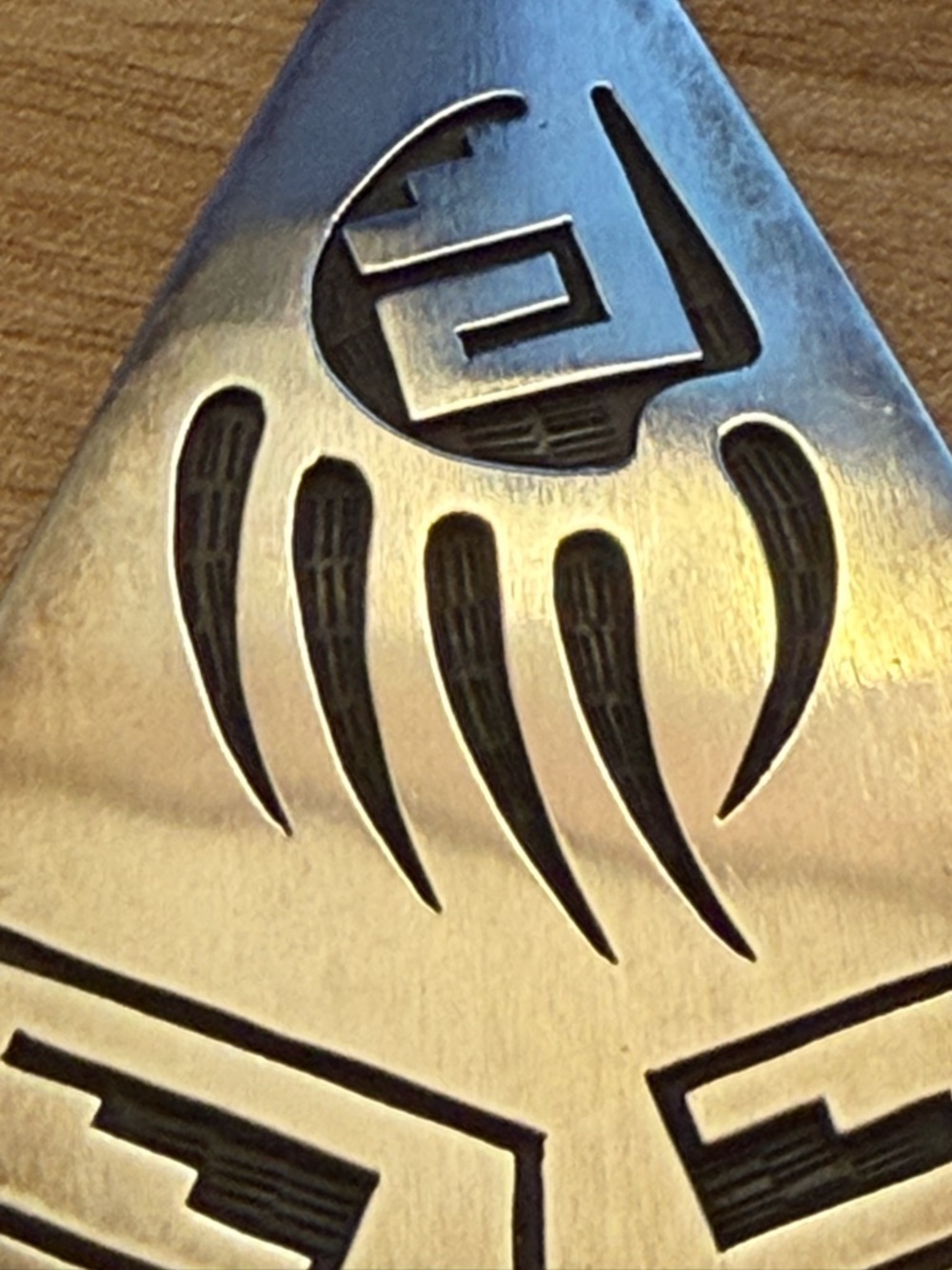 Large Southwestern-Inspired Sterling Silver Geometric Pendant-hopi– like overlay - Picture 6 of 7